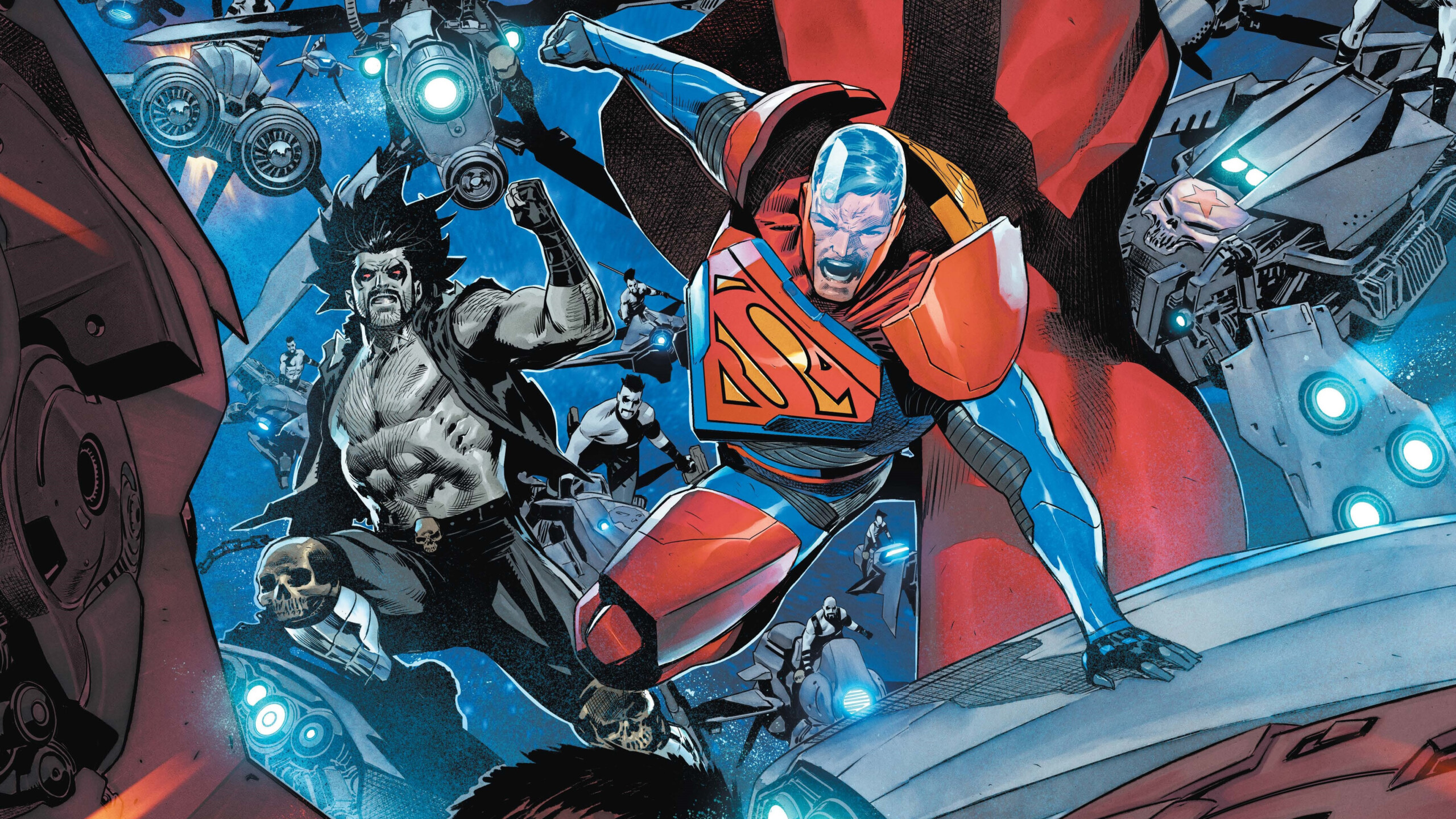 Superman and Lobo’s uneasy alliance is put to the test in a massive House of Braniac art preview